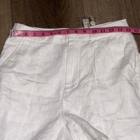 NWT MADEWELL Button- Tab Linen High Rise Shorts Size 4 White {NR095} - Picture 10 of 16